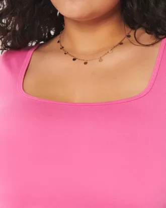 Soft Stretch Seamless Fabric Square Neck Baby Tee,Soft Stretch Seamless Fabric Square Neck Baby Tee