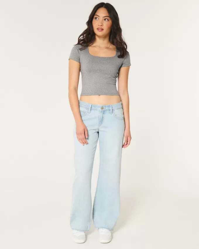 Soft Stretch Seamless Fabric Square-Neck Baby Tee,Soft Stretch Seamless Fabric Square-Neck Baby Tee