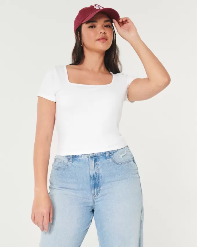 Soft Stretch Seamless Fabric Square Neck Baby Tee,Soft Stretch Seamless Fabric Square Neck Baby Tee Soft Stretch Seamless Fabric Square Neck Baby Tee,Soft Stretch Seamless Fabric Square Neck Baby Tee