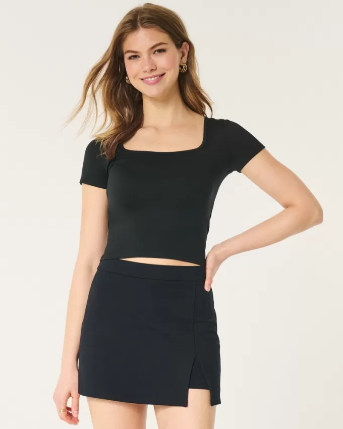 Soft Stretch Seamless Fabric Square Neck Baby Tee,Soft Stretch Seamless Fabric Square Neck Baby Tee Soft Stretch Seamless Fabric Square Neck Baby Tee,Soft Stretch Seamless Fabric Square Neck Baby Tee