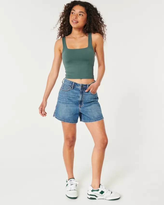 Soft Stretch Seamless Fabric Square-Neck Tank,Soft Stretch Seamless Fabric Square-Neck Tank