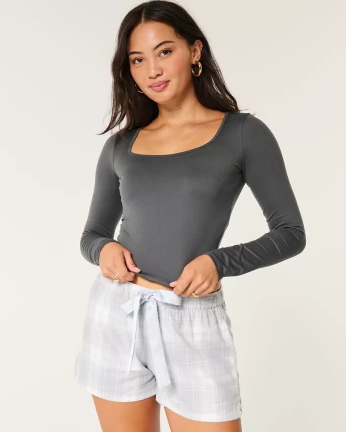 Soft Stretch Seamless Fabric Square-Neck Top,Soft Stretch Seamless Fabric Square-Neck Top