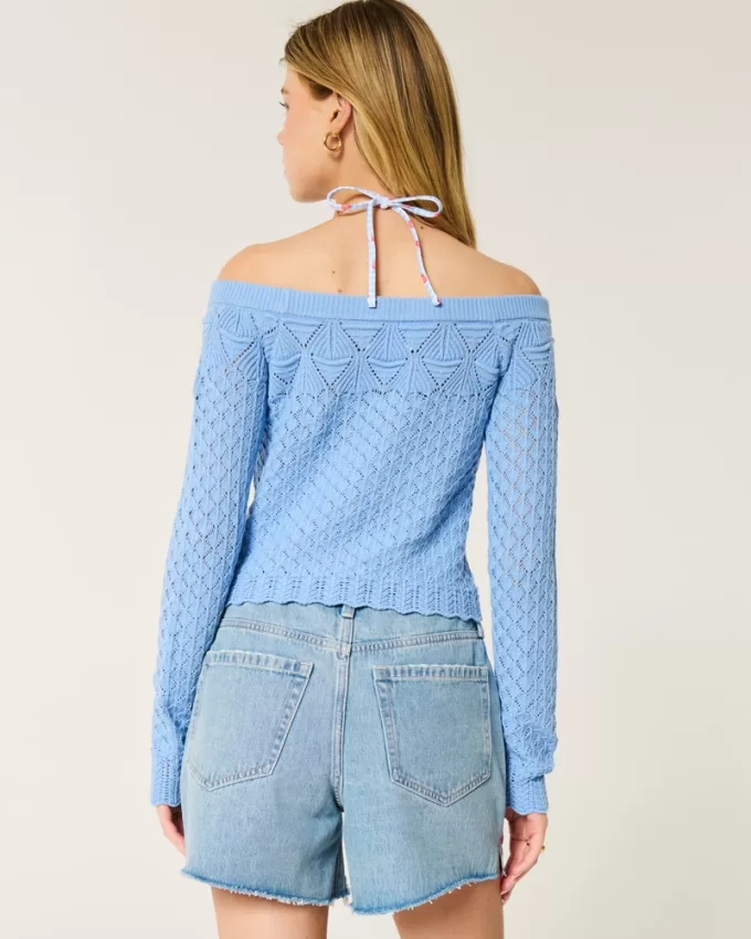 Stitchy Crochet-Style Off-the-Shoulder Sweater,Stitchy Crochet-Style Off-the-Shoulder Sweater Stitchy Crochet-Style Off-the-Shoulder Sweater,Stitchy Crochet-Style Off-the-Shoulder Sweater