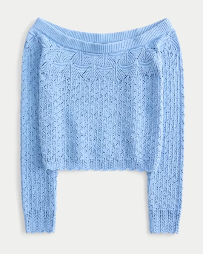 Stitchy Crochet-Style Off-the-Shoulder Sweater,Stitchy Crochet-Style Off-the-Shoulder Sweater Stitchy Crochet-Style Off-the-Shoulder Sweater,Stitchy Crochet-Style Off-the-Shoulder Sweater