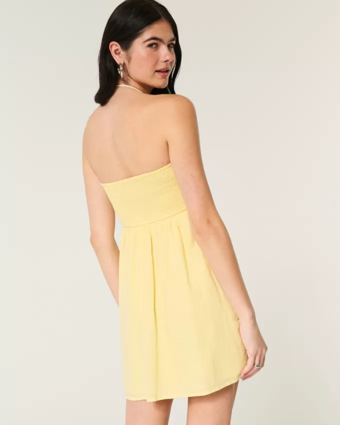 Strapless Crochet-Style Mix Mini Dress,Strapless Crochet-Style Mix Mini Dress Strapless Crochet-Style Mix Mini Dress,Strapless Crochet-Style Mix Mini Dress