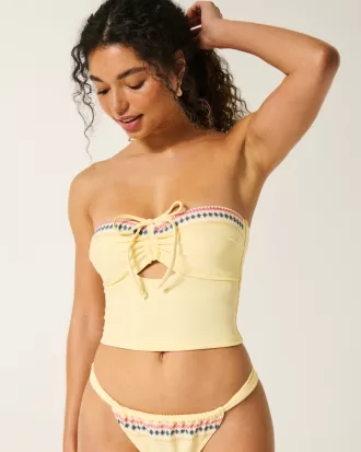 Strapless Embroidered Tankini,Strapless Embroidered Tankini