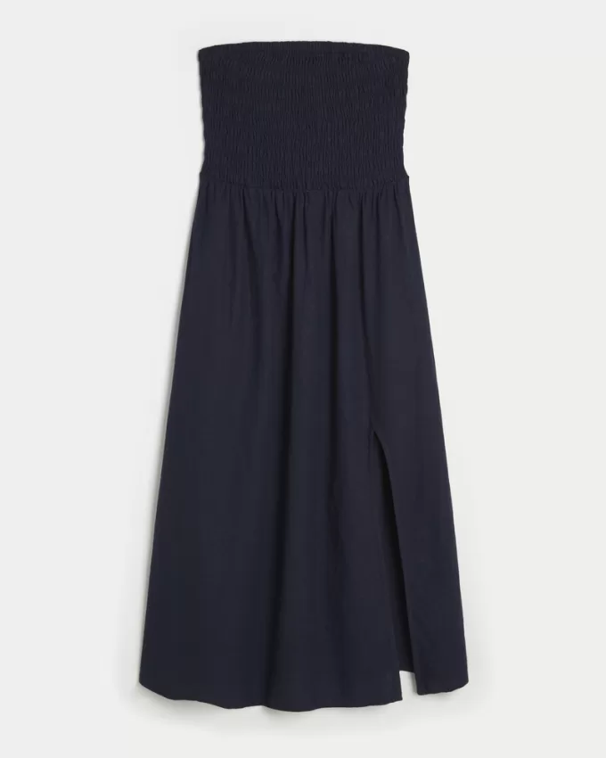 Strapless Linen-Blend Midi Dress,Strapless Linen-Blend Midi Dress Strapless Linen-Blend Midi Dress,Strapless Linen-Blend Midi Dress