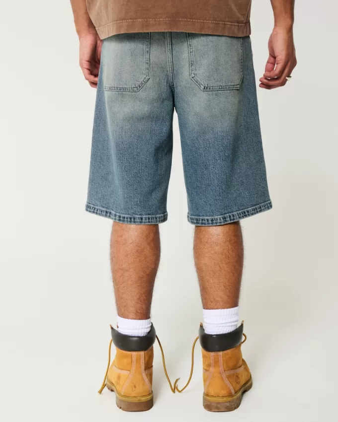 Taz Graphic Medium Wash Super Baggy Denim Shorts,Taz Graphic Medium Wash Super Baggy Denim Shorts