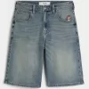 Taz Graphic Medium Wash Super Baggy Denim Shorts,Taz Graphic Medium Wash Super Baggy Denim Shorts