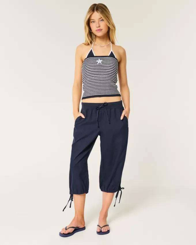 Tie-Hem Capri Pants,Tie-Hem Capri Pants Tie-Hem Capri Pants,Tie-Hem Capri Pants