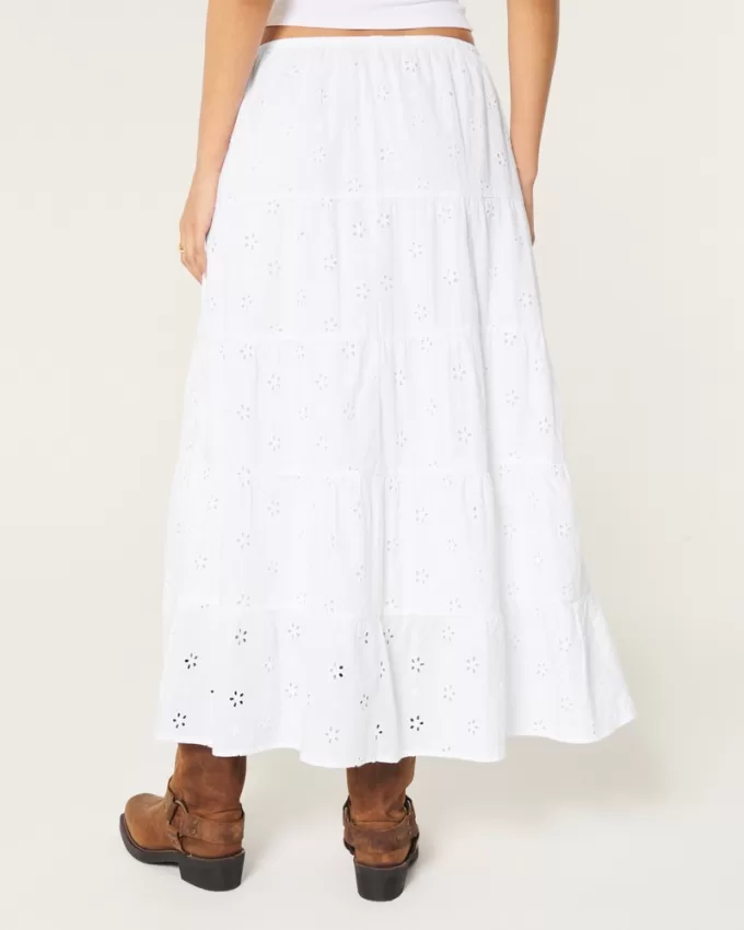 Tiered Eyelet Maxi Skirt,Tiered Eyelet Maxi Skirt Tiered Eyelet Maxi Skirt,Tiered Eyelet Maxi Skirt