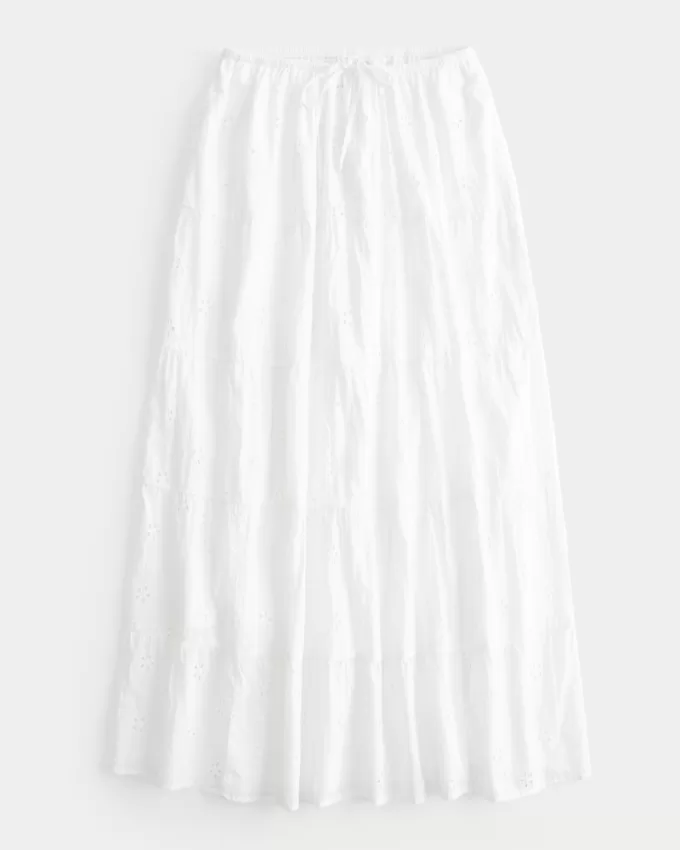Tiered Eyelet Maxi Skirt,Tiered Eyelet Maxi Skirt Tiered Eyelet Maxi Skirt,Tiered Eyelet Maxi Skirt