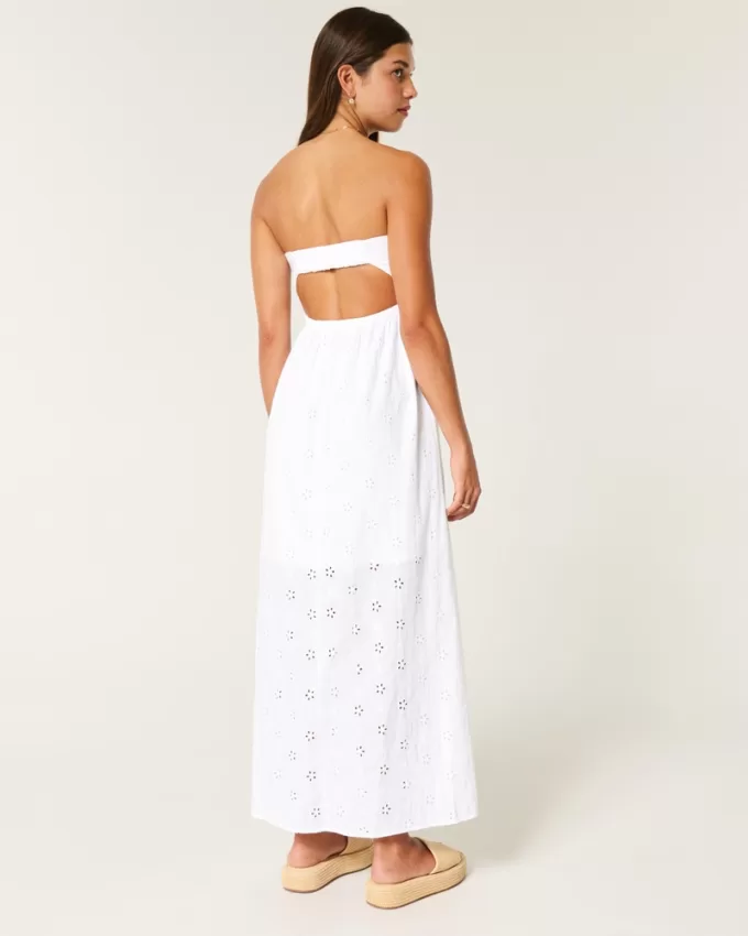 Twist Bust Eyelet Strapless Midi Dress,Twist Bust Eyelet Strapless Midi Dress Twist Bust Eyelet Strapless Midi Dress,Twist Bust Eyelet Strapless Midi Dress
