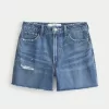 Ultra High-Rise Distressed Denim Shorts 5″,Ultra High-Rise Distressed Denim Shorts 5″