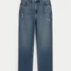 Ultra High-Rise Distressed Medium Wash 90s Straight Jeans,Ultra High-Rise Distressed Medium Wash 90s Straight Jeans
