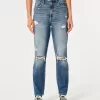 Ultra High-Rise Ripped Medium Wash Mom Jeans,Ultra High-Rise Ripped Medium Wash Mom Jeans