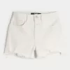 Ultra High-Rise White Denim Mom Shorts,Ultra High-Rise White Denim Mom Shorts