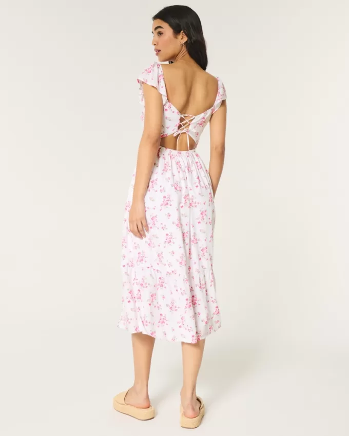 V-Waist Open Back Midi Dress,V-Waist Open Back Midi Dress V-Waist Open Back Midi Dress,V-Waist Open Back Midi Dress