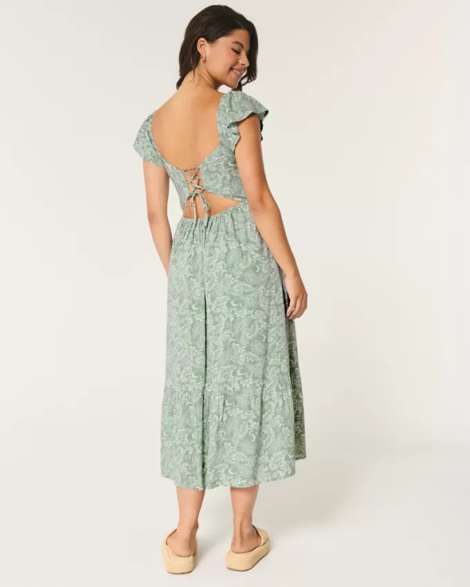 V-Waist Open Back Midi Dress,V-Waist Open Back Midi Dress V-Waist Open Back Midi Dress,V-Waist Open Back Midi Dress