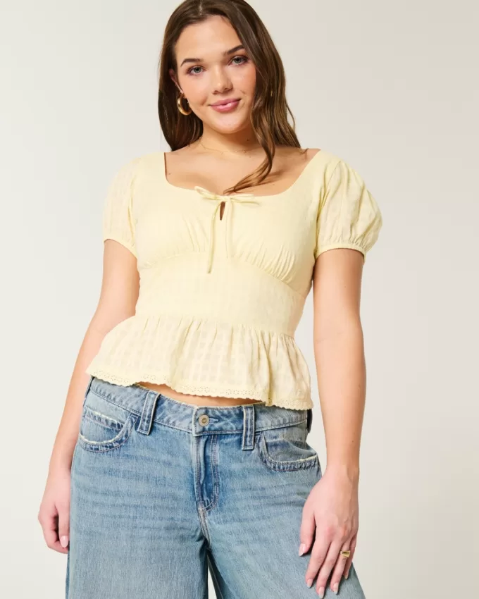 Voile Peplum Top,Voile Peplum Top
