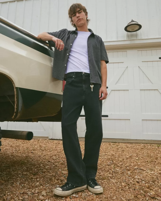 Washed Black Baggy Jeans,Washed Black Baggy Jeans