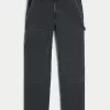 Washed Black Loose Carpenter Jeans,Washed Black Loose Carpenter Jeans