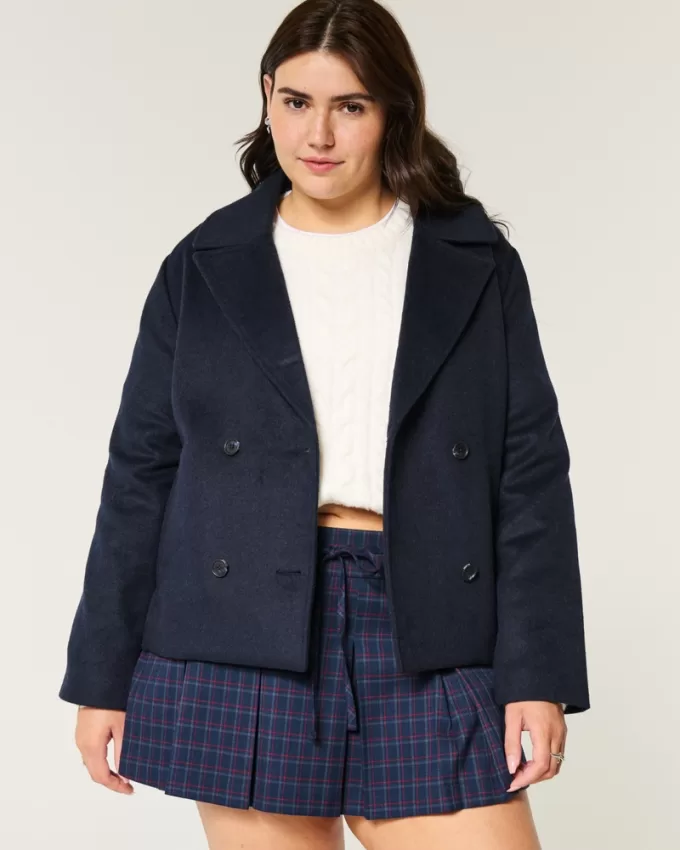 Wool Blend Peacoat,Wool Blend Peacoat