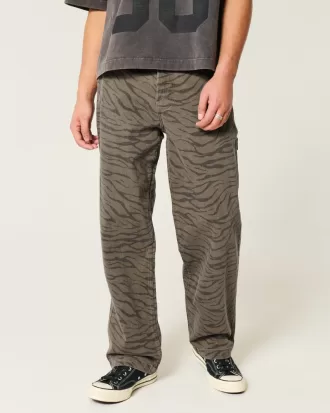 Zebra Print Baggy Painter Jeans,Zebra Print Baggy Painter Jeans